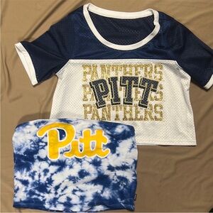 PINK Victoria's Secret Navy and White Crop Top Pittsburgh Panthers Football